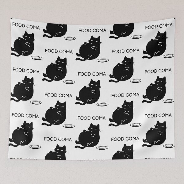 Item preview, Food Eat Funny Black Cat Overeating Chubby Kitten Design designed and sold by FuegoandNox.