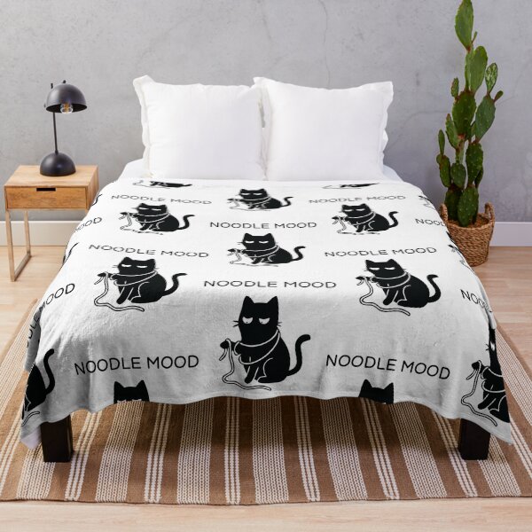 Item preview, Noodle Mood Funny Black Cat Lazy Cozy Slacker Art designed and sold by FuegoandNox.
