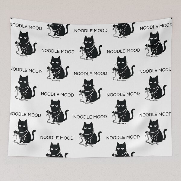 Item preview, Noodle Mood Funny Black Cat Lazy Cozy Slacker Art designed and sold by FuegoandNox.