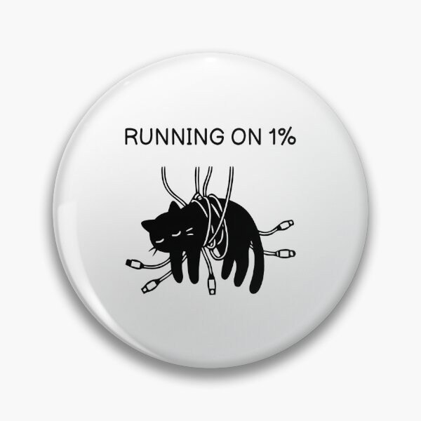 Item preview,  Running On 1 Percent Funny Tired Black Cat Battery Graphic designed and sold by FuegoandNox.