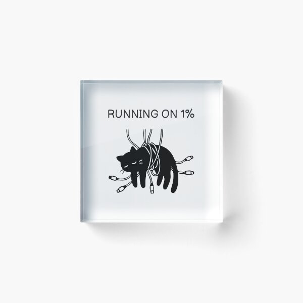 Item preview,  Running On 1 Percent Funny Tired Black Cat Battery Graphic designed and sold by FuegoandNox.