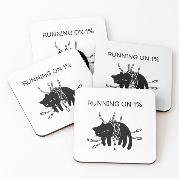 Item preview,  Running On 1 Percent Funny Tired Black Cat Battery Graphic designed and sold by FuegoandNox.