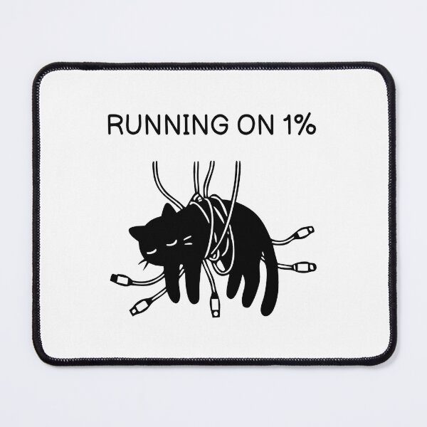 Item preview, Running On 1 Percent Funny Tired Black Cat Battery Graphic designed and sold by FuegoandNox.