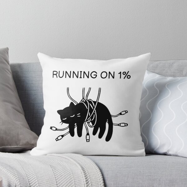 Item preview,  Running On 1 Percent Funny Tired Black Cat Battery Graphic designed and sold by FuegoandNox.
