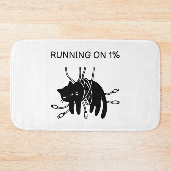 Item preview,  Running On 1 Percent Funny Tired Black Cat Battery Graphic designed and sold by FuegoandNox.