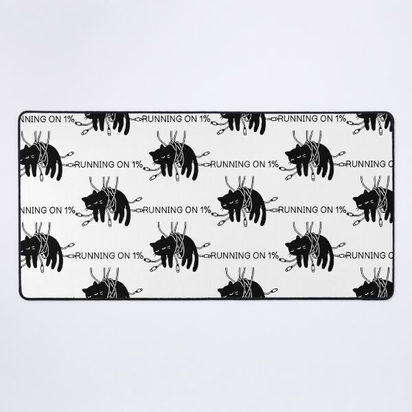 Item preview, Running On 1 Percent Funny Tired Black Cat Battery Graphic designed and sold by FuegoandNox.