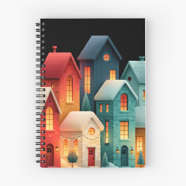 Item preview, Cozy Colorful Winter Snowy Village House Art designed and sold by colorful-white.