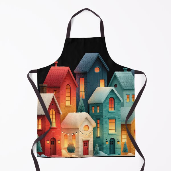 Item preview, Cozy Colorful Winter Snowy Village House Art designed and sold by colorful-white.