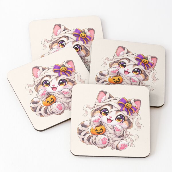 Item preview, Kawaii Mummy Cat Sticker Art – Cute Chibi Halloween Illustration designed and sold by MagicMakerPh.