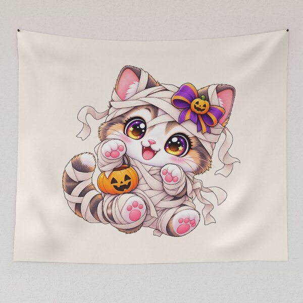 Item preview, Kawaii Mummy Cat Sticker Art – Cute Chibi Halloween Illustration designed and sold by MagicMakerPh.