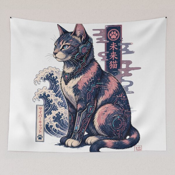 Item preview, Cyberpunk Calico Cat Japanese Great Wave designed and sold by aigcx.