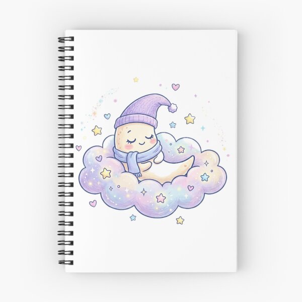 Item preview, Dreamy Kawaii Crescent Moon Sleeping on a Fluffy Cloud designed and sold by Tinydoodlenest .