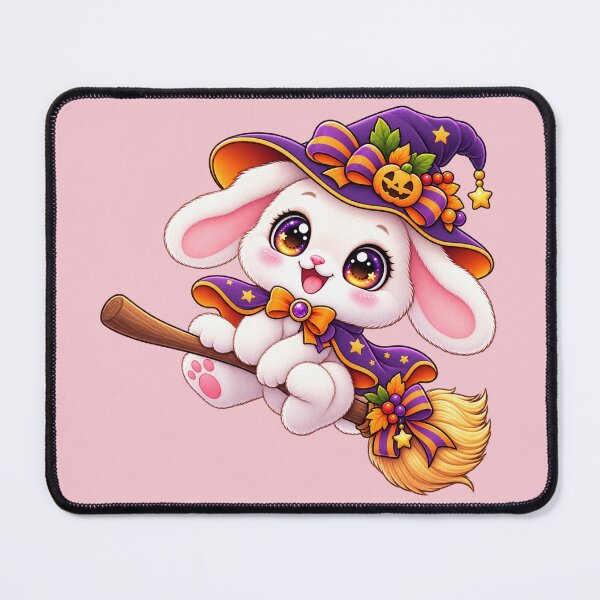 Item preview, Kawaii Bunny on Broomstick Sticker Art – Cute Chibi Halloween Illustration designed and sold by MagicMakerPh.