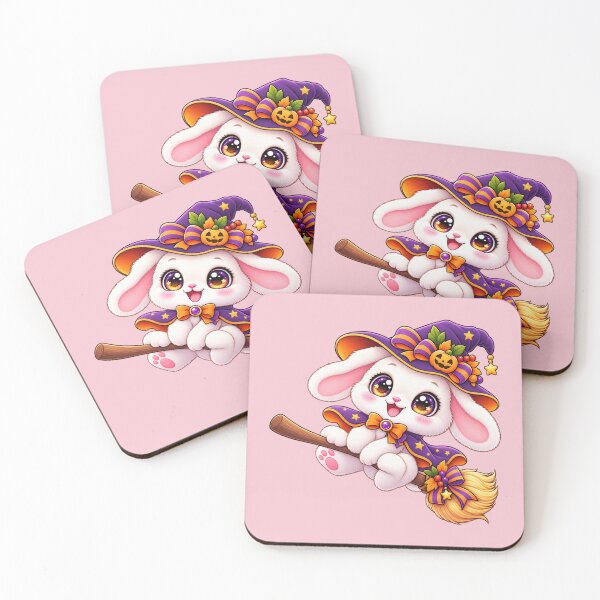 Item preview, Kawaii Bunny on Broomstick Sticker Art – Cute Chibi Halloween Illustration designed and sold by MagicMakerPh.