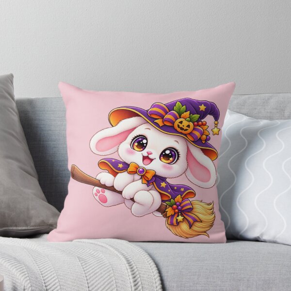 Item preview, Kawaii Bunny on Broomstick Sticker Art – Cute Chibi Halloween Illustration designed and sold by MagicMakerPh.