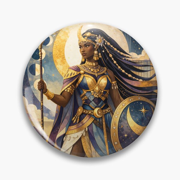 Item preview, A painting of African warrior Queen Ahosi with spear and shield designed and sold by GalleryKauffeld.