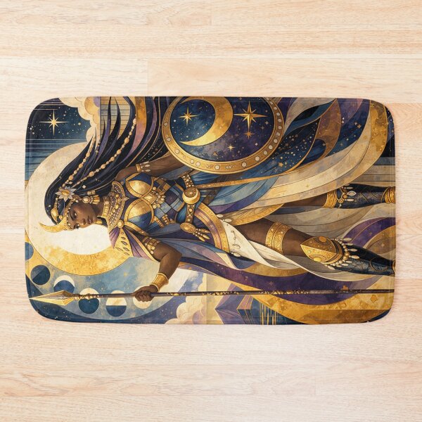Item preview, A painting of African warrior Queen Ahosi with spear and shield designed and sold by GalleryKauffeld.