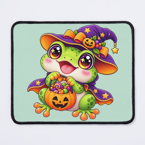 Item preview, Kawaii Tree Frog Candy Bucket Sticker Art – Cute Chibi Halloween Print designed and sold by MagicMakerPh.