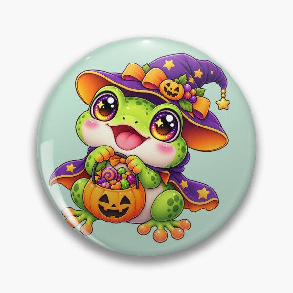 Item preview, Kawaii Tree Frog Candy Bucket Sticker Art – Cute Chibi Halloween Print designed and sold by MagicMakerPh.