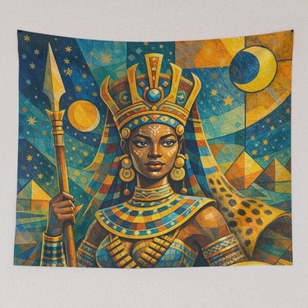 Item preview, African warrior Queen Ahosi - a cubist painting designed and sold by GalleryKauffeld.