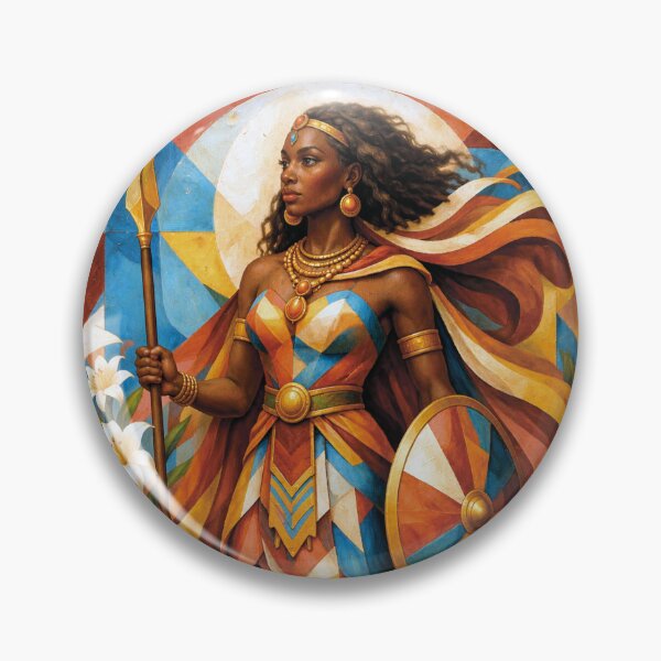 Item preview,  A painting of African warrior Queen Ahosi  with spear and shield designed and sold by GalleryKauffeld.