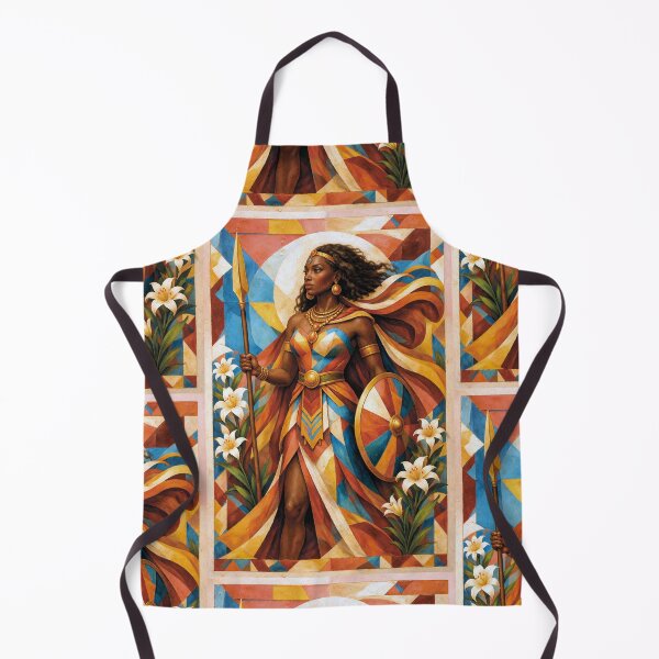 Item preview,  A painting of African warrior Queen Ahosi  with spear and shield designed and sold by GalleryKauffeld.