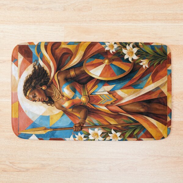 Item preview,  A painting of African warrior Queen Ahosi  with spear and shield designed and sold by GalleryKauffeld.