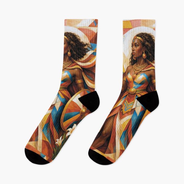 Item preview,  A painting of African warrior Queen Ahosi  with spear and shield designed and sold by GalleryKauffeld.