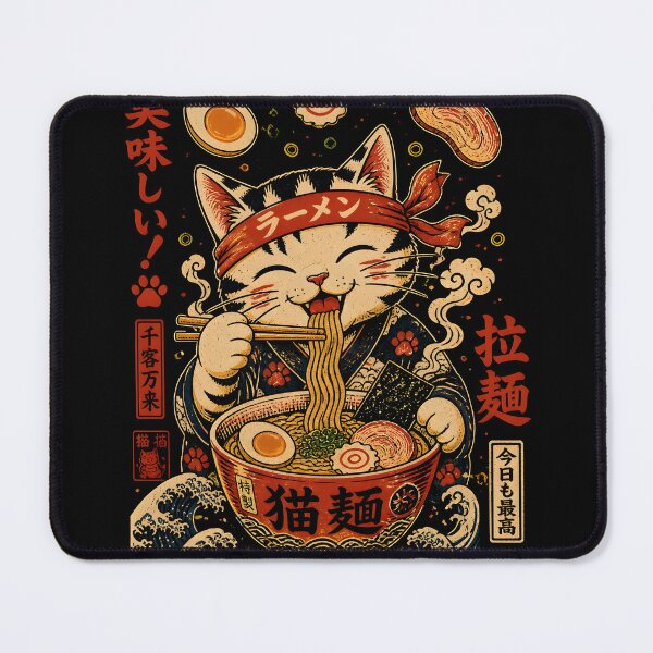 Item preview, Lucky Cat Ramen Japanese Ukiyoe Vintage Kawaii Cat Anime designed and sold by GrinGalore.
