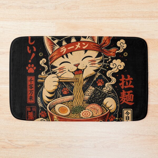 Item preview, Lucky Cat Ramen Japanese Ukiyoe Vintage Kawaii Cat Anime designed and sold by GrinGalore.