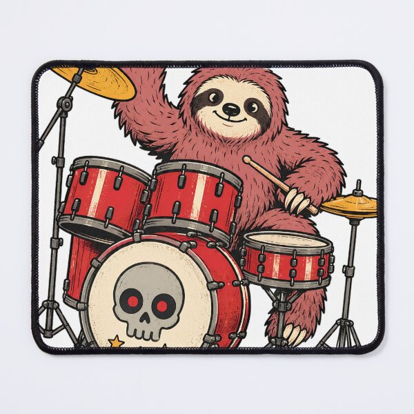 Item preview, Pink Sloth Drummer Skull Rock designed and sold by family37.