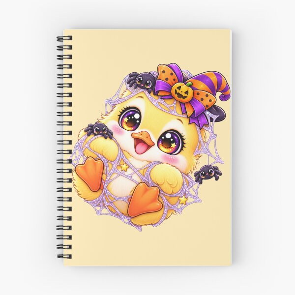 Item preview, Kawaii Cobweb Duckling Sticker Art – Cute Chibi Halloween Illustration designed and sold by MagicMakerPh.