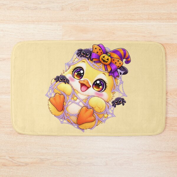 Item preview, Kawaii Cobweb Duckling Sticker Art – Cute Chibi Halloween Illustration designed and sold by MagicMakerPh.