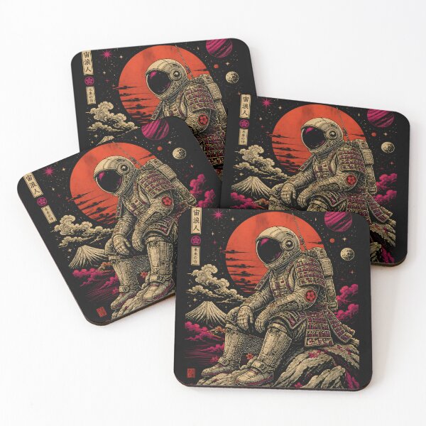 Item preview, Japanese Astronaut Samurai Space Vintage Ukiyoe Sci Fi Intergalactic Art designed and sold by GrinGalore.
