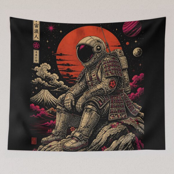 Item preview, Japanese Astronaut Samurai Space Vintage Ukiyoe Sci Fi Intergalactic Art designed and sold by GrinGalore.