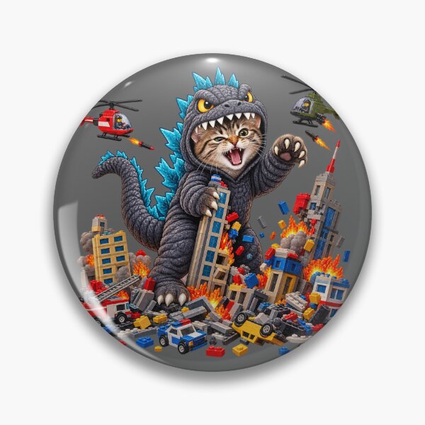 Item preview, Catzilla Attacks Plastic Brick City designed and sold by Giddy Bear Gifts.