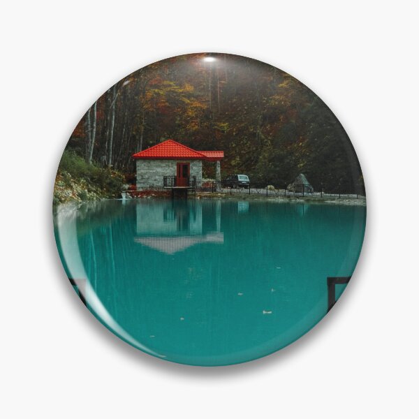 Item preview, Turquoise Lake in Autumn – Peaceful Forest Cabin & Fall Landscape designed and sold by StyleForge Apparel.