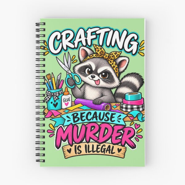 Item preview, Crafting Because Murder Is Illegal – Funny Crafty Raccoon designed and sold by The KarmIQsphere Collective.