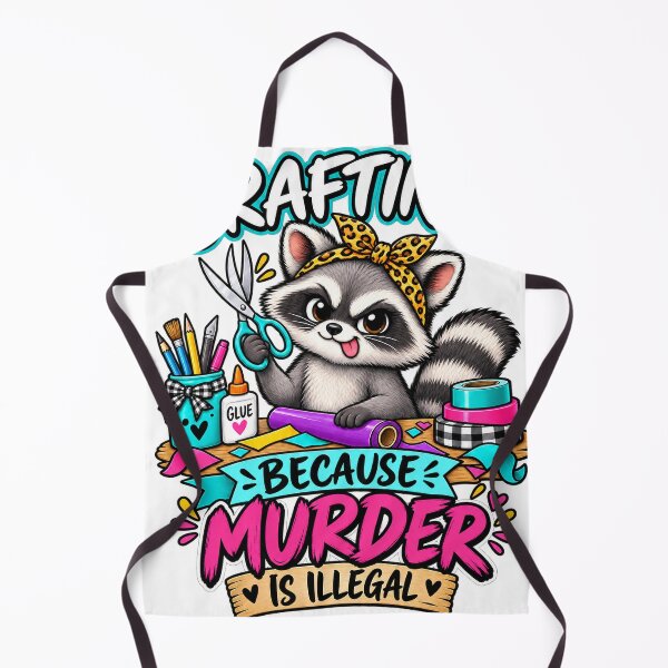 Item preview, Crafting Because Murder Is Illegal – Funny Crafty Raccoon designed and sold by The KarmIQsphere Collective.