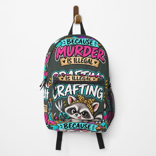 Item preview, Crafting Because Murder Is Illegal – Funny Crafty Raccoon designed and sold by The KarmIQsphere Collective.