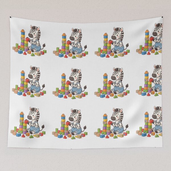Item preview, Cute Baby Zebra Playing With Wooden Building Blocks Sticker designed and sold by KaleeDesigns.