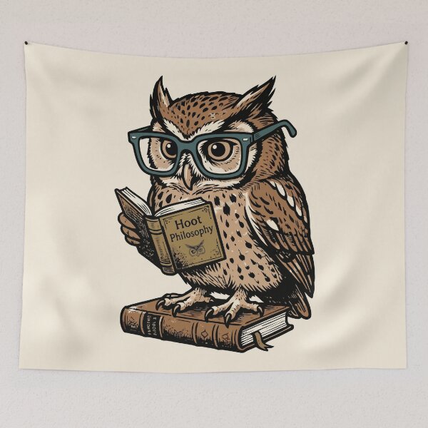Artikelvorschau, Hoot Philosophy Wise Owl Reading Book In Glasses entworfen und verkauft von Amir Faysal.