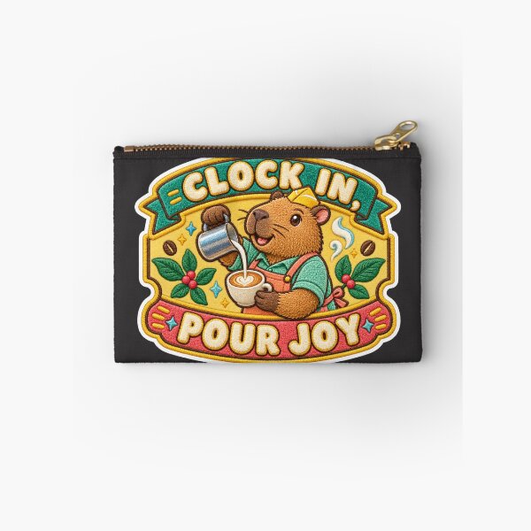 Item preview, Clock In Pour Joy Capybara Barista – Labor Day Chenille Patch designed and sold by Jaani-T.