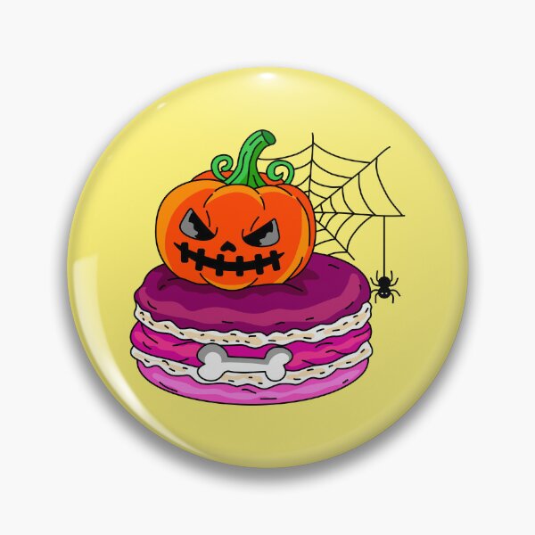 Item preview, Festive Halloween Bakery Macaroon decorated with Stitched Face Pumpkin Bone and Hanging Spider Graphic designed and sold by RS4you.