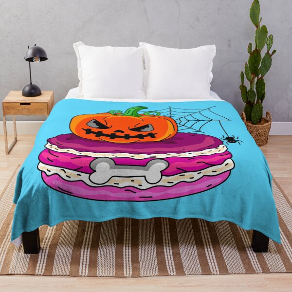 Item preview, Festive Halloween Bakery Macaroon decorated with Stitched Face Pumpkin Bone and Hanging Spider Graphic designed and sold by RS4you.