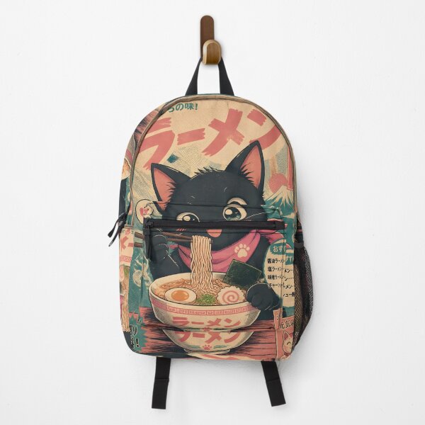 Item preview, Cute Black Cat Eating Ramen Japanese Ukiyoe Vintage Kawaii designed and sold by GrinGalore.