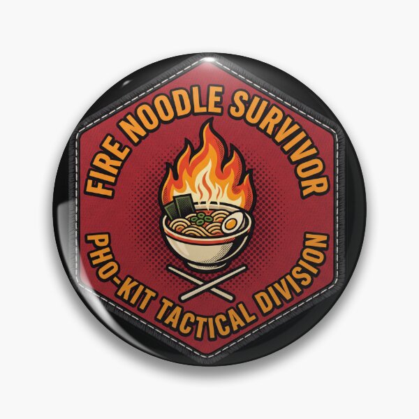 Item preview, Fire Noodle Survivor Tactical Patch Spicy Ramen designed and sold by Oommen Studio .