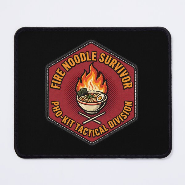 Item preview, Fire Noodle Survivor Tactical Patch Spicy Ramen designed and sold by Oommen Studio .