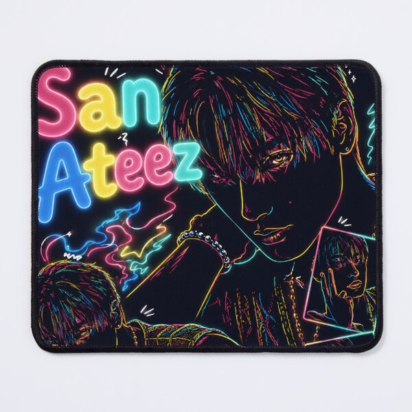 Item preview, San ATEEZ Neon Cyberpunk K-Pop Portrait designed and sold by looplandger.