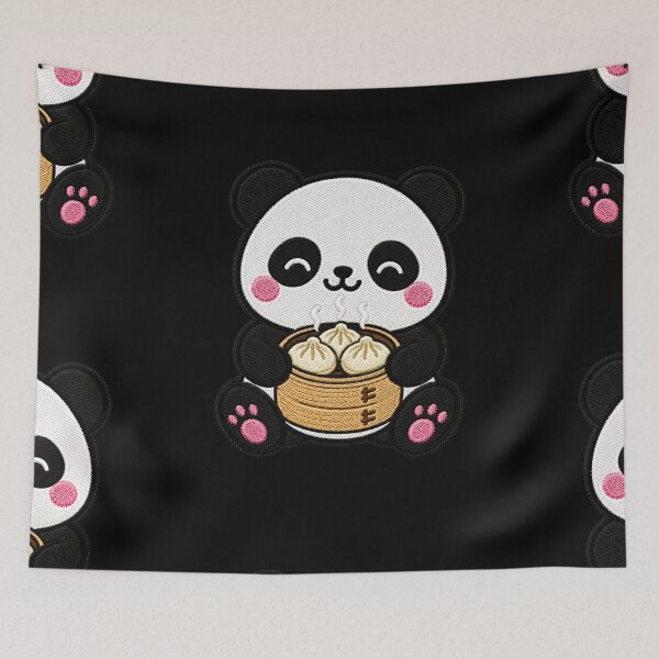 Item preview, Cute Panda Eating Dumplings Kawaii Embroidery Patch designed and sold by ColorSplash123.